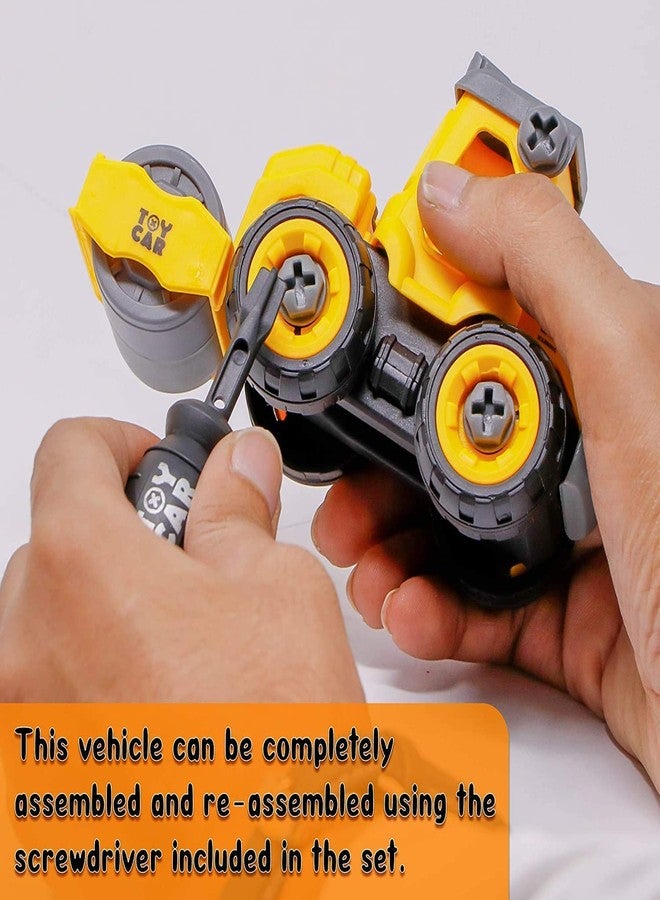 Quasar Construction Vehicles Set DIY Take Apart Friction Powered Push and Go Cute Fun Durably Built 1 Screwdriver Tools Kids Pretend Play Children Boys Girls - Image 3